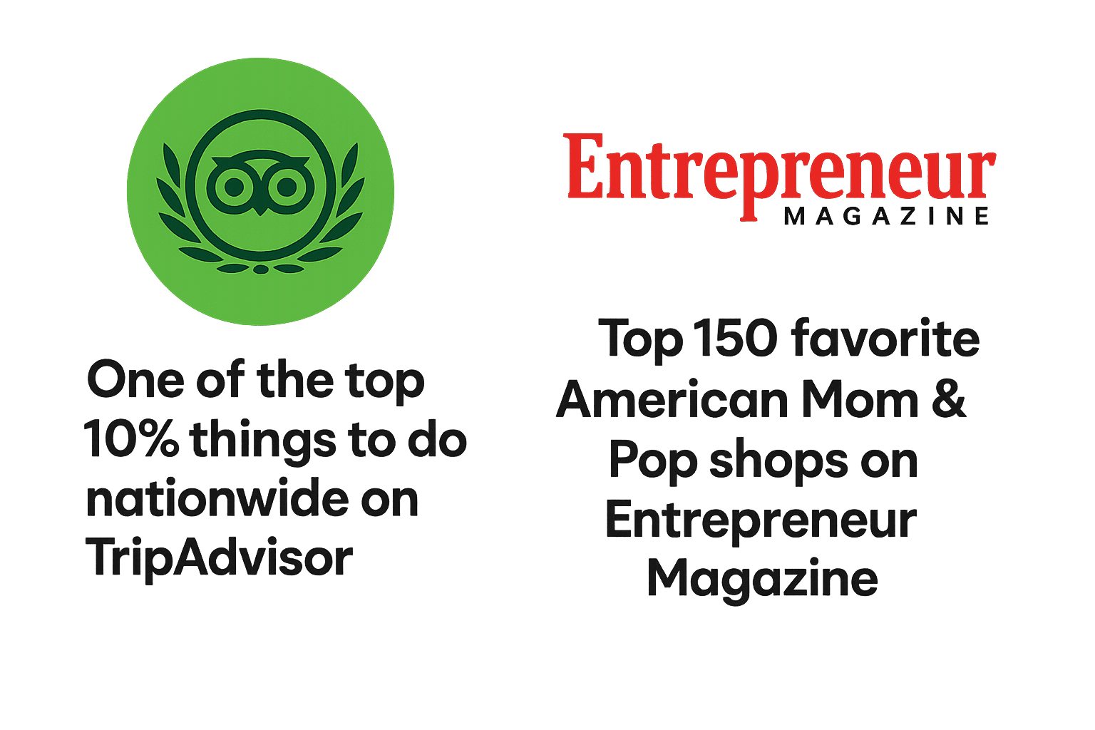 TripAdvisor and Entrepreneur Magazine accolades graphic.